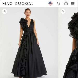 Mac Duggal Elegant Black Chiffon Maxi Dress